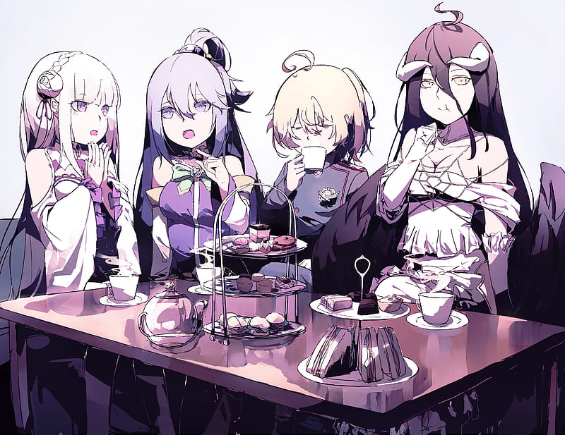 Isekai Girls, albedo, anime, aqua, emilia, konosuba, overlord, rezero, tanya, HD wallpaper