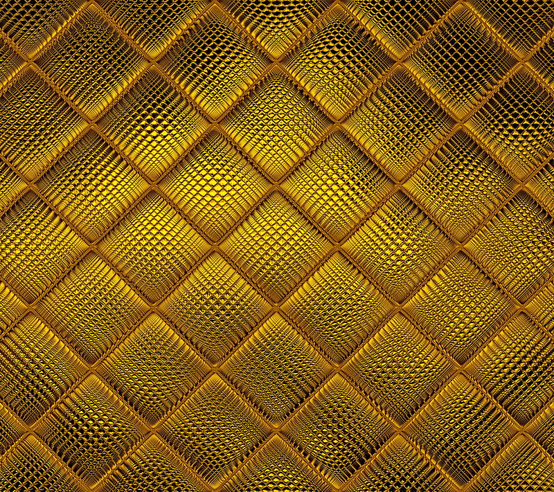 Golden, 3d, abstract, box, gold, metal, square, steel, HD wallpaper