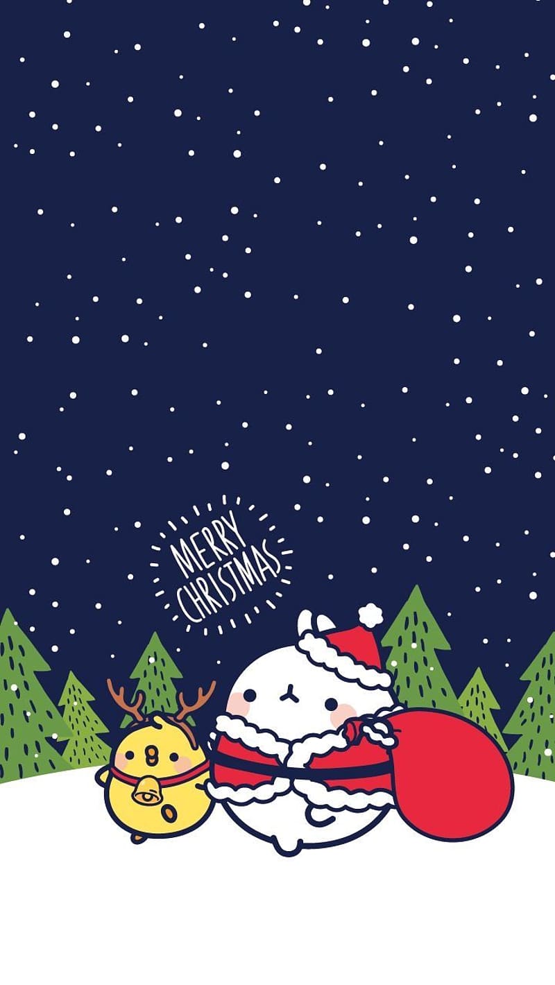 Chelsea Saint Dreher On Phone & Lock Screens. Molang , Cute Cartoon , Cute Christmas, Christmas Emoji, HD phone wallpaper