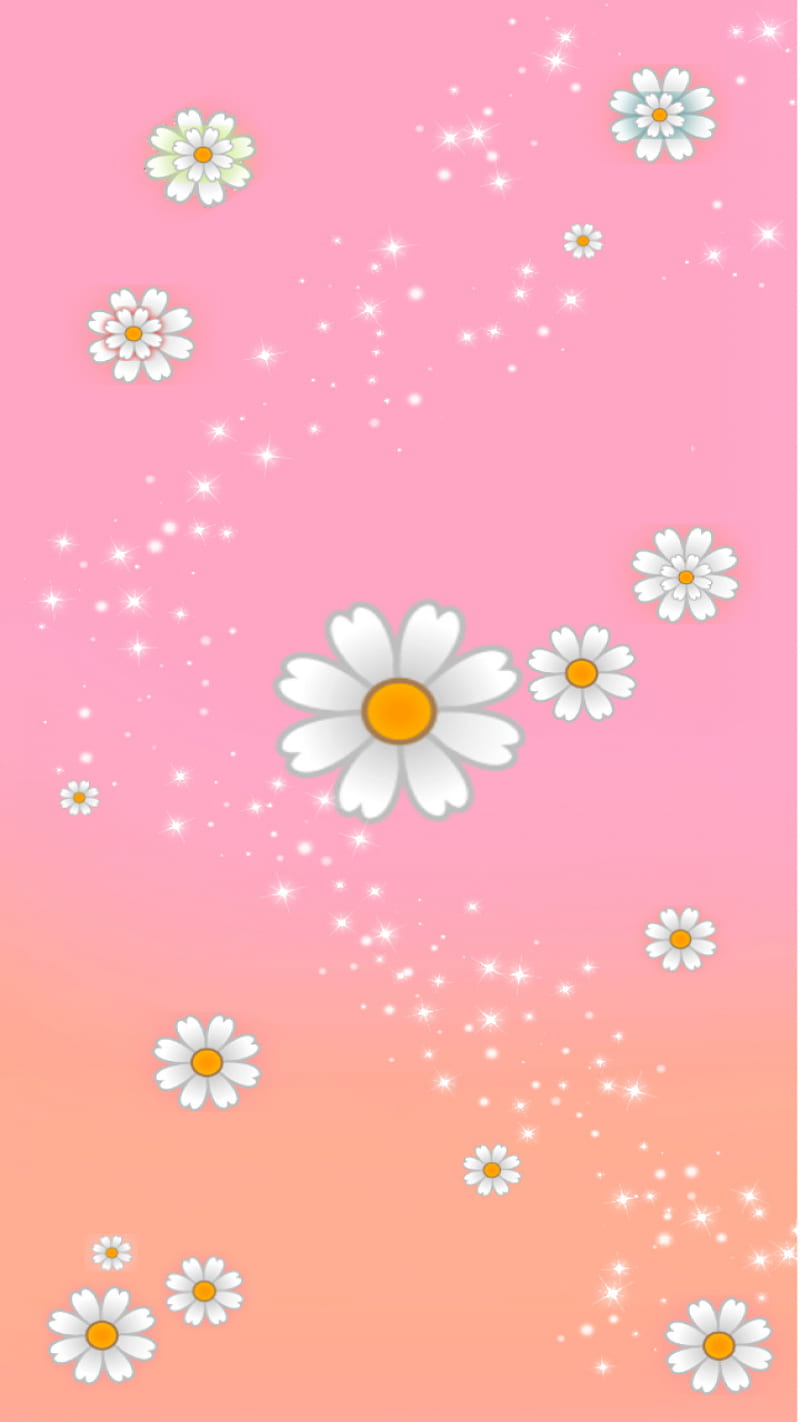 Flowers, daisy, glitter, happy, pastel, pink, purple, sparkle, HD phone wallpaper