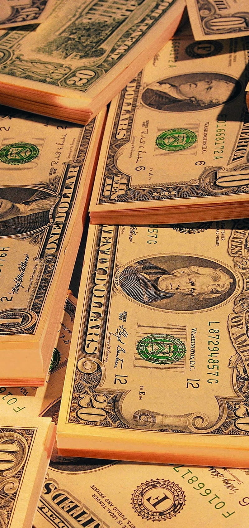Money dollar, dollar, money, stacks, wealth, HD phone wallpaper