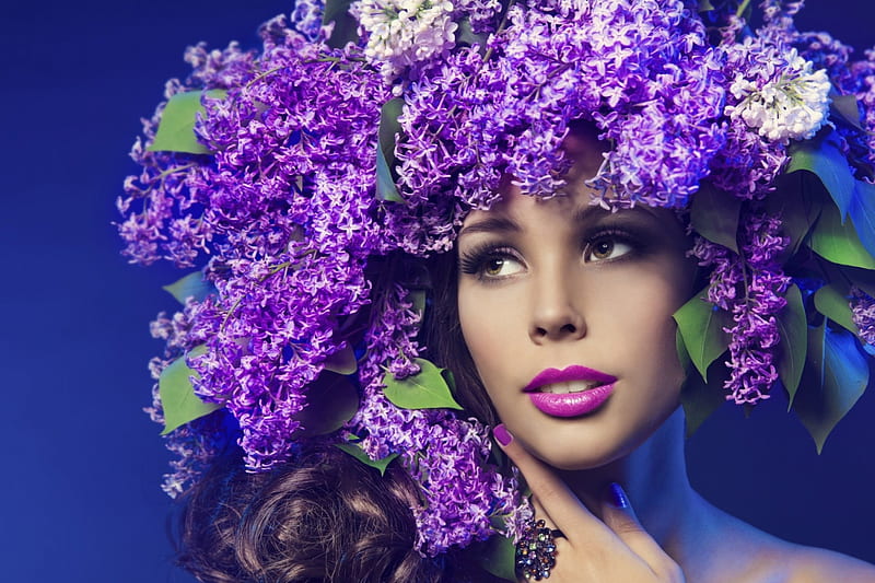 Niña de las flores, niña, flores, belleza, lilas, mujeres, Fondo de  pantalla HD | Peakpx