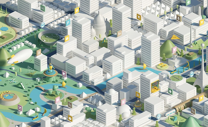 City 3D Ultra, Artistic, 3D, City, Buildings, HD wallpaper