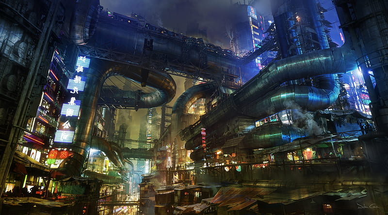 futuristic neon city, sci-fi, cyberpunk, Fantasy, HD wallpaper