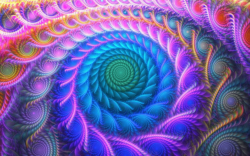 Psychedelia 2, Abstract, 3D, psicodelia, Multicolours, HD wallpaper