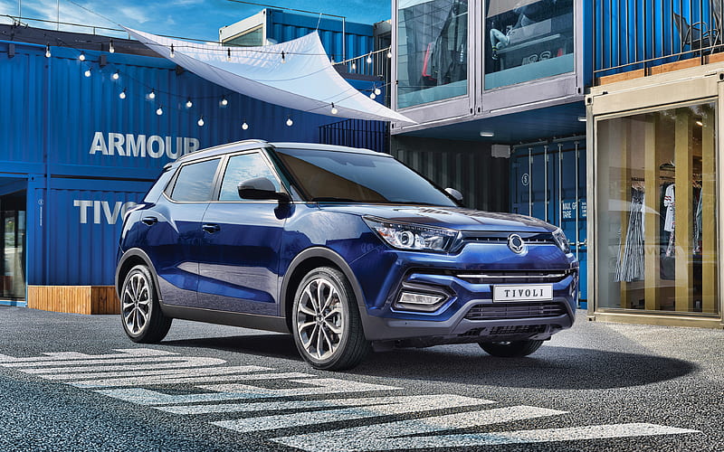 SsangYong Tivoli, parking, crossovers, 2019 cars, blue Tivoli, 2019 SsangYong Tivoli, SsangYong, HD wallpaper