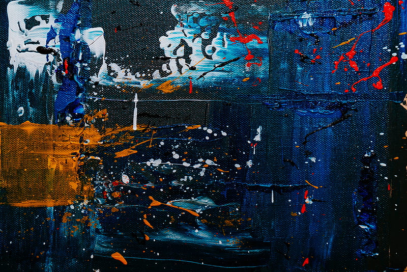canvas, paint, texture, spots, embossed, blue, HD wallpaper