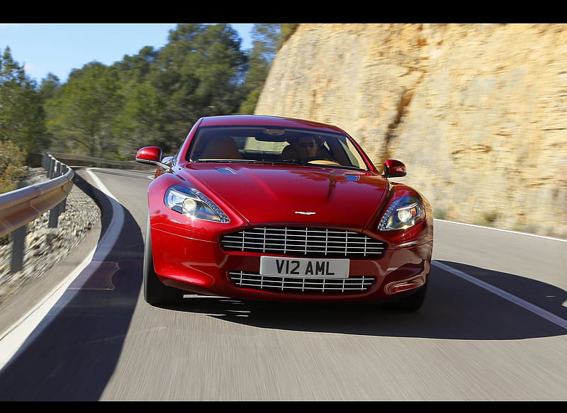 2010 Aston Martin Rapide Magma Red - Front Angle View, car, HD wallpaper