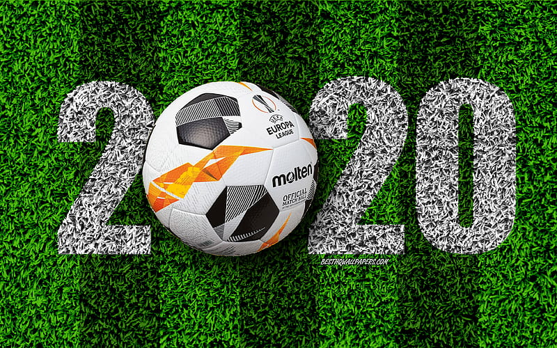 2020 UEFA Europa League, football tournament, 49th season, Molten Europa League official ball, 2020 concepts, football, grass texture, HD wallpaper