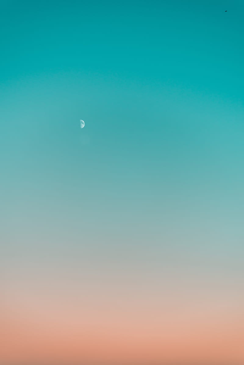 sky, moon, minimalism, gradient, HD phone wallpaper