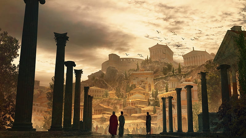 Roman Empire, building, empire, roman, columns, HD wallpaper