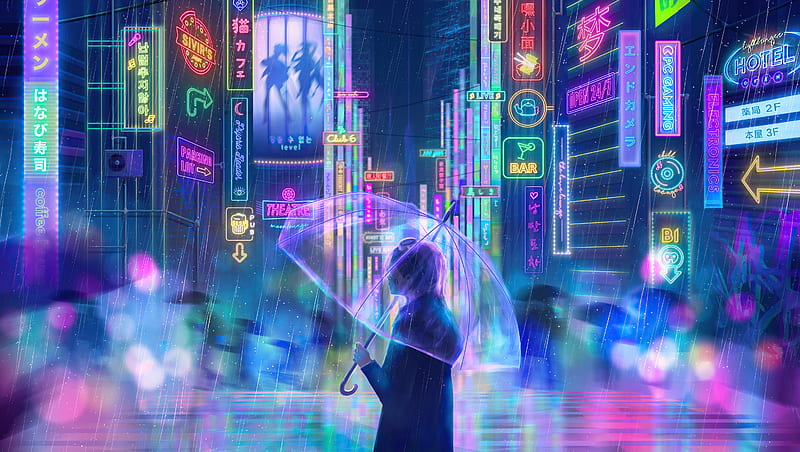 Anime Girl Neon Wallpaper gambar ke 20
