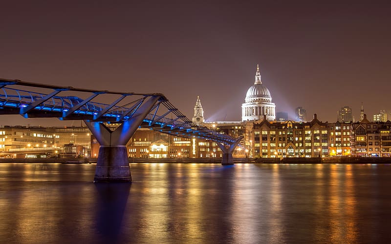 Bridges, London, Millennium Bridge, HD wallpaper