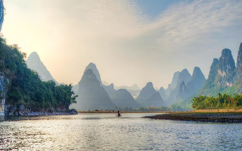 Lijiang River Guilin China-Nature Landscape, HD wallpaper