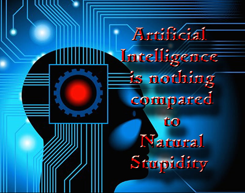 Intelligence, artificial, brain, humor, stupidity, HD wallpaper