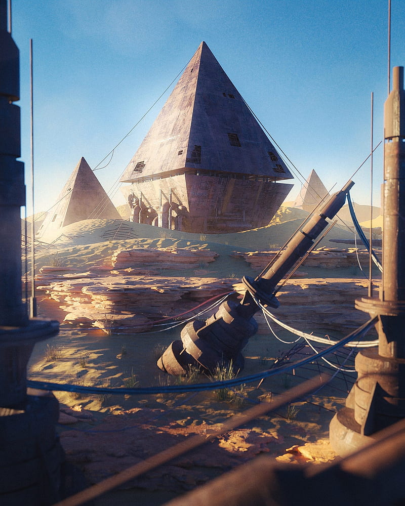 pyramids, ruins, buildings, desert, HD phone wallpaper