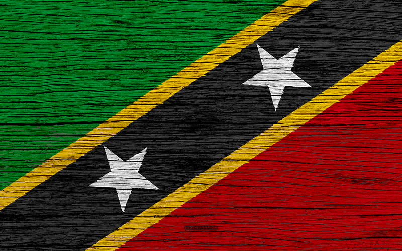 Flag of Saint Kitts and Nevis North America, wooden texture, national symbols, Saint Kitts and Nevis flag, art, Saint Kitts and Nevis, HD wallpaper