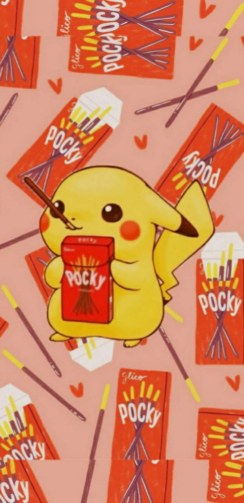 Pikachu , anime, chocolate, corazones, pink, pokemon, pokki, red, yellow, HD phone wallpaper