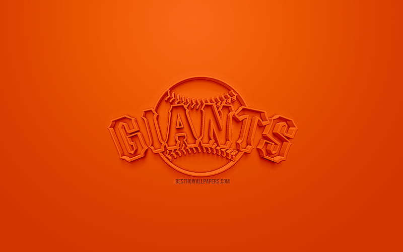 San Francisco Giants, American baseball club, creative 3D logo, orange background, 3d emblem, MLB, San Francisco, California, USA, Major League Baseball, 3d art, baseball, 3d logo, HD wallpaper