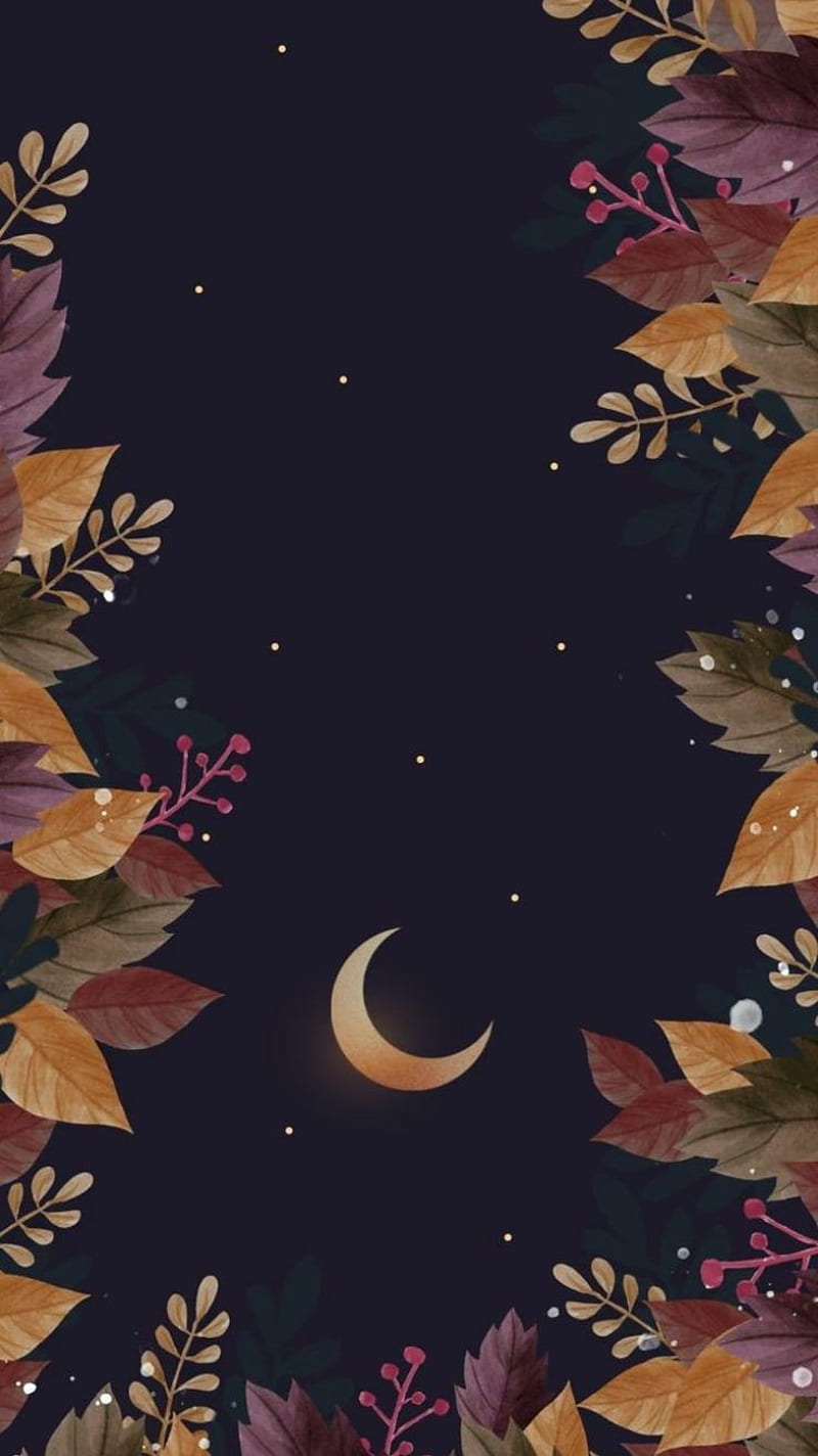 Crescent, fall, leaves, phone, pinterest, relaxing, space, stars, winter,  HD phone wallpaper | Peakpx