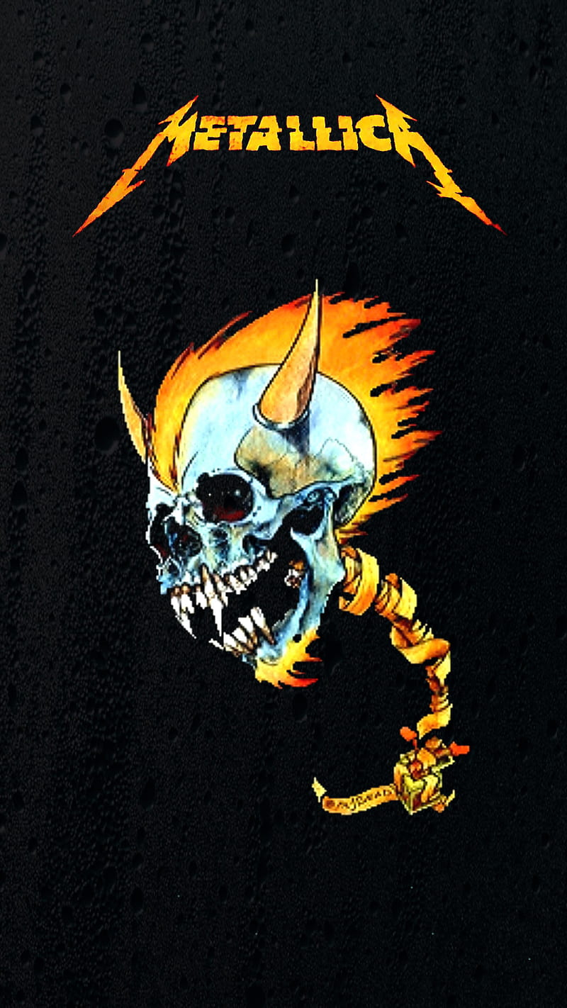 Metallica, band, fire, heavy metal, horns, logo, pushead, skull, thrash metal, HD phone wallpaper