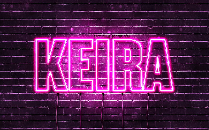 Keira with names, female names, Keira name, purple neon lights, horizontal text, with Keira name, HD wallpaper