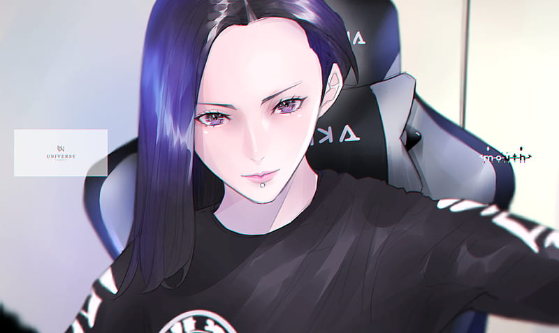Anime girl, purple eye, semi realistic, Anime, HD wallpaper | Peakpx