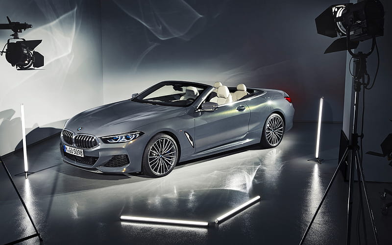 BMW 8, 2018, Cabrio, xDrive, exterior, gray convertible, luxury cars, new gray 8-Series, M850i, BMW, HD wallpaper