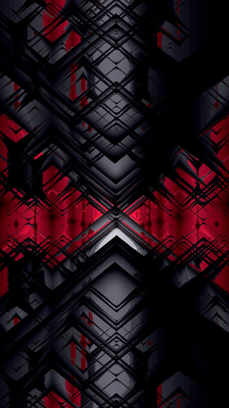 Material design 048, abstract, black, dark, digital, material design, modern, red, tech, HD phone wallpaper