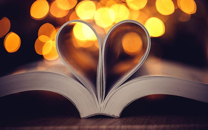 creative heart, pages of books, paper, love of reading, book, HD wallpaper