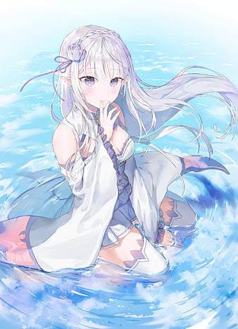 Re Zero Emilia, anime, color morado, emilia rezero, emilia-tan