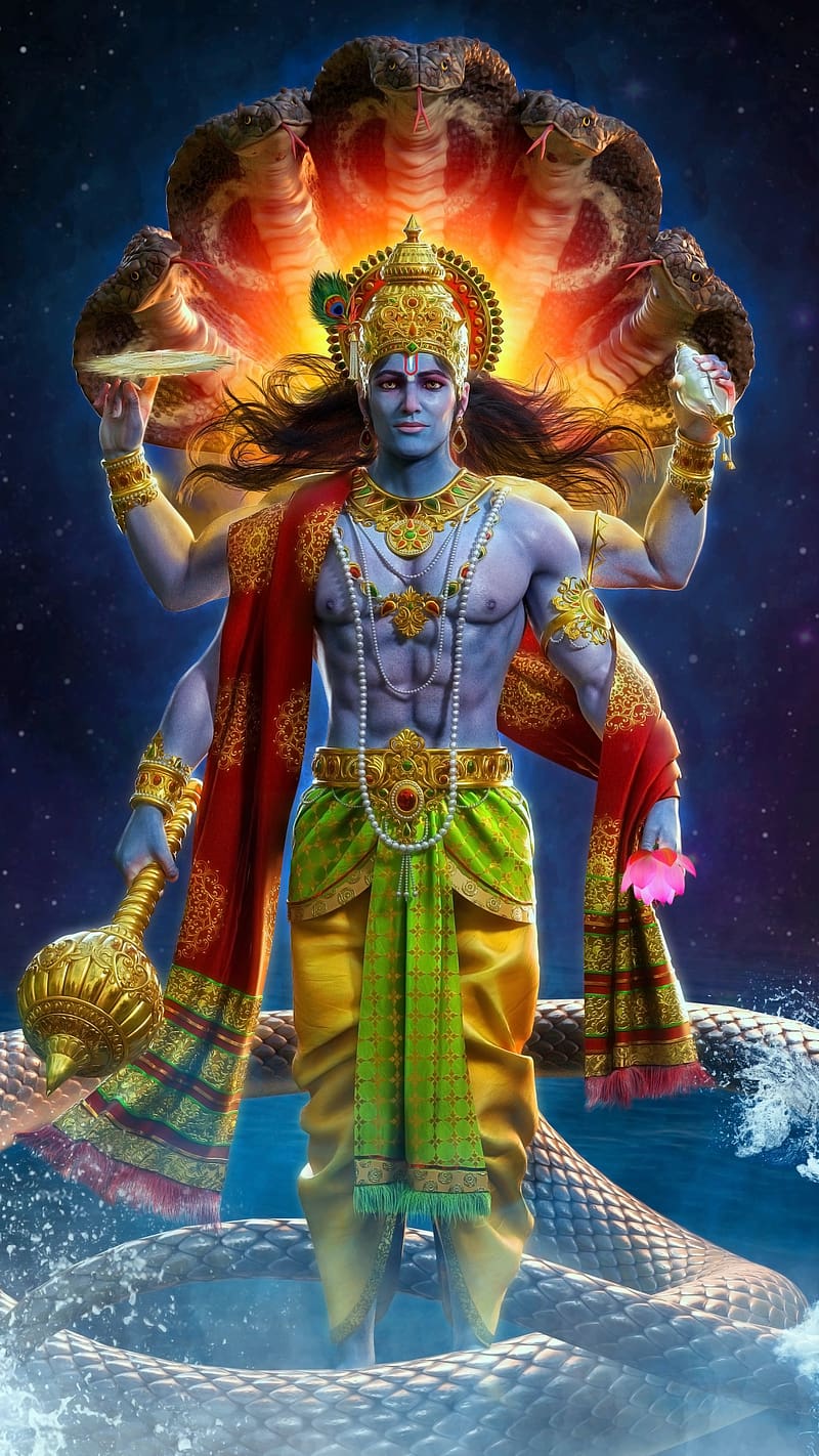 Lord Vishnu Animated, lord vishnu, animated, lord narayana, preserver, god,  HD phone wallpaper | Peakpx