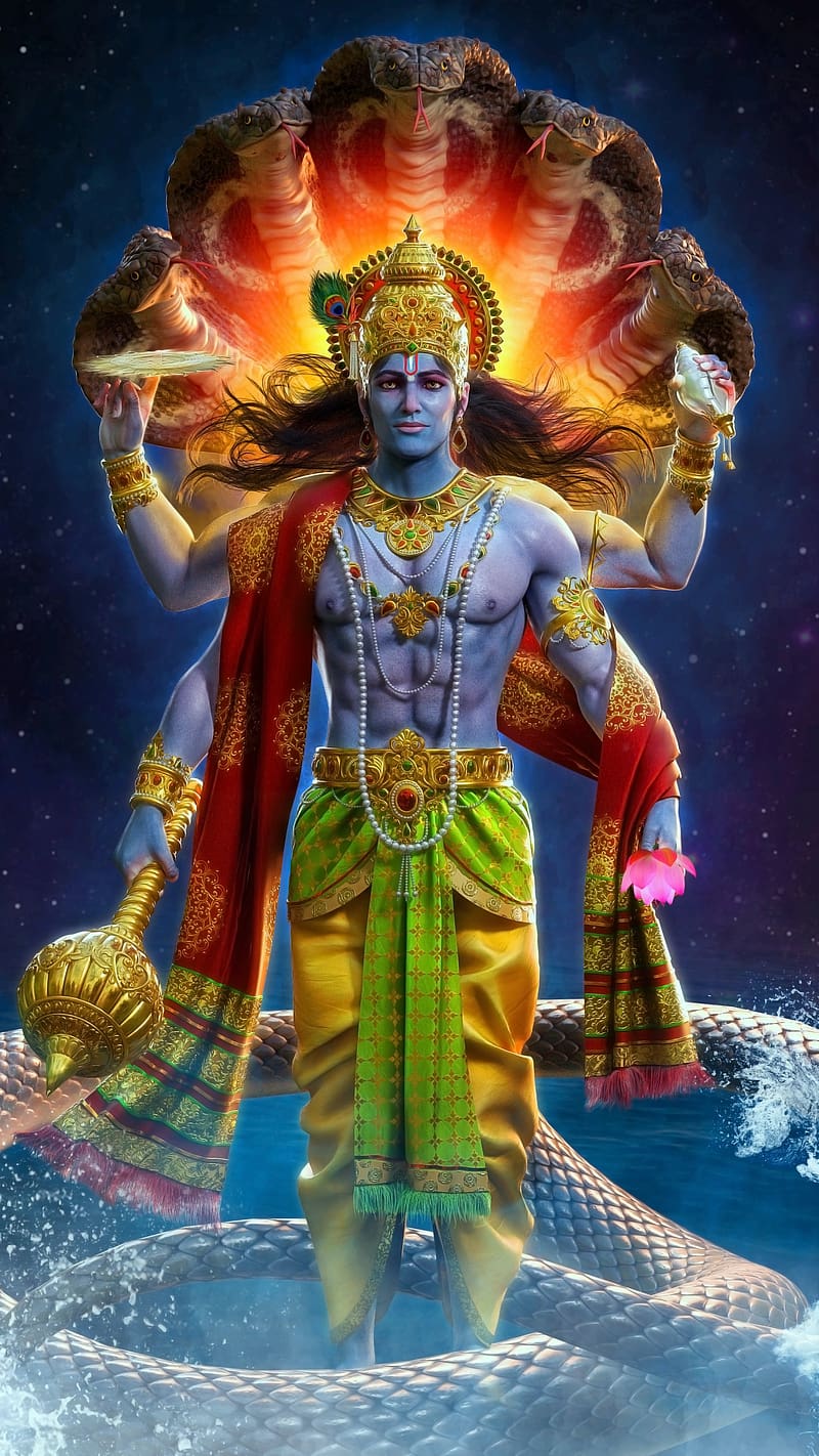 Lord Vishnu Animated, lord vishnu, animated, lord narayana, preserver, god, HD phone wallpaper