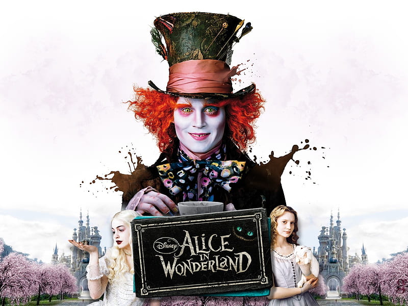 Alice in Wonderland (2010), movie, disney, alice in wonderland, poster, fantasy, mad hatter, Johnny Depp, HD wallpaper