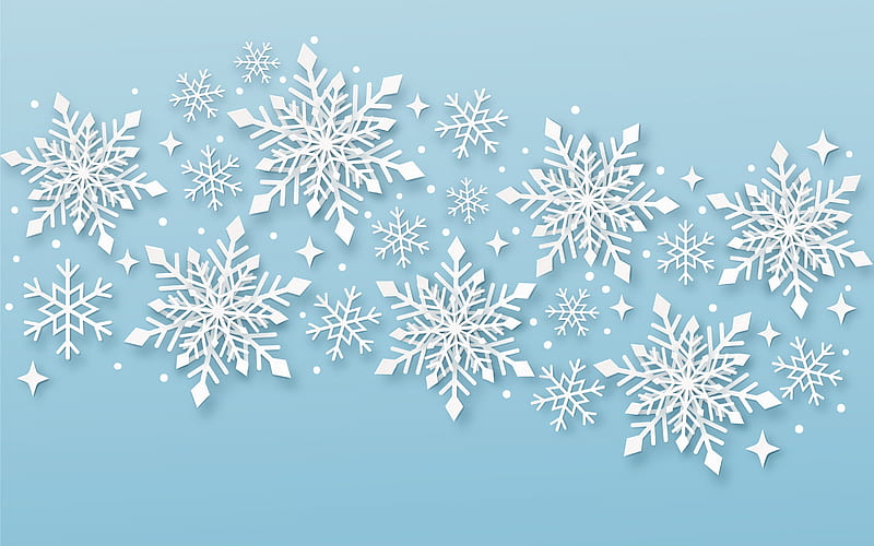 Winter texture, blue background with white snowflakes, winter background,  paper white snowflakes, HD wallpaper | Peakpx