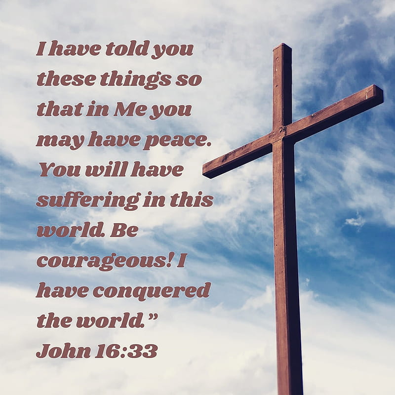 Conquered the world, bible verse, christian, cross, easter, jesus, religious, scripture, HD phone wallpaper
