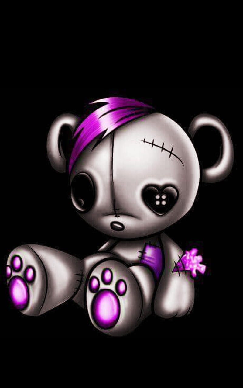 Teddy luv, purple, teddy bear, love, emo, goth, bear, HD phone wallpaper