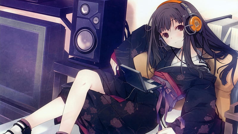 Anime Girl Listening-High quality, HD wallpaper