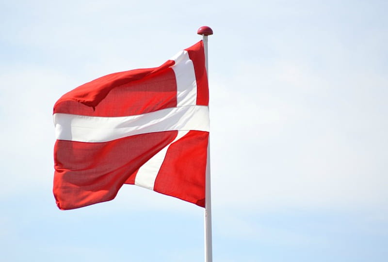 Danish flag, skies, waving, danish, flag, dannebrog, HD wallpaper