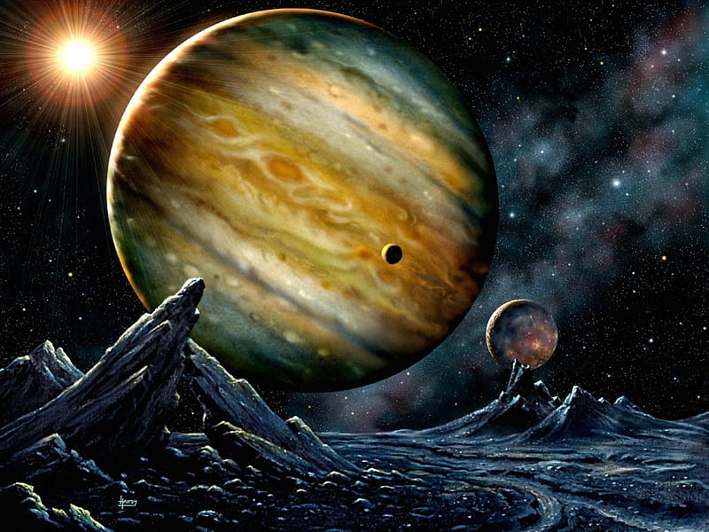Jupiter, stars, planets, moon, planet, space, HD wallpaper