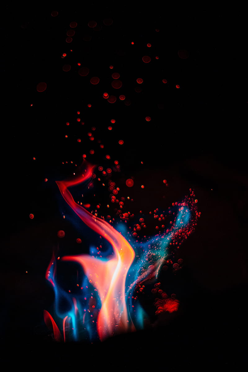fire, flame, sparks, glare, dark, HD phone wallpaper