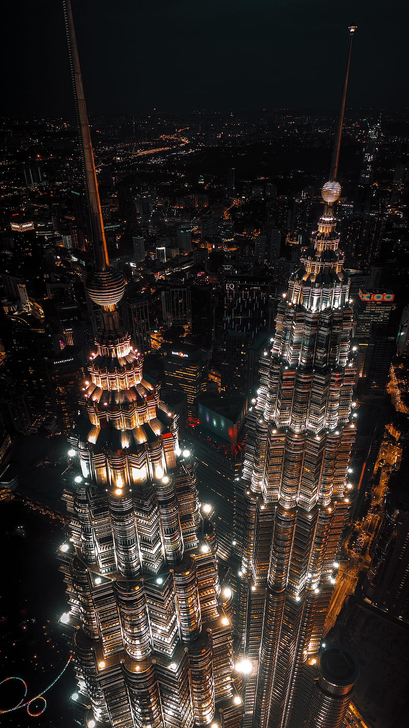 night city, buildings, aerial view, skyscrapers, metropolis, HD phone wallpaper