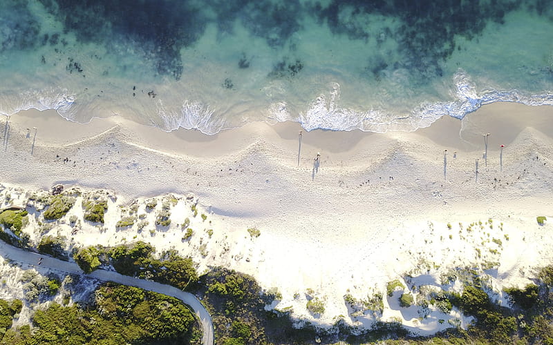 beautiful beach, view from above, coast, ocean, beach, waves, beautiful view, HD wallpaper