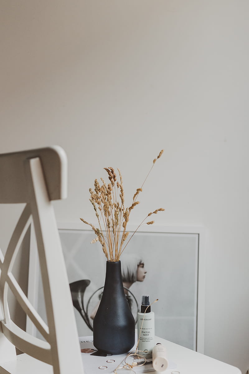 vase, grass, spikelets, interior, decor, HD phone wallpaper