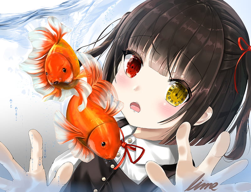 Kurumi Tokisaki, aquarium, cartoons, HD wallpaper