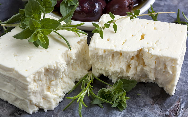 Feta Cheese macro, greek cheeses, feta, cheeses, feta slices, HD wallpaper