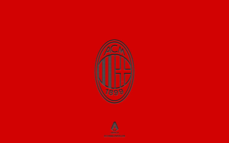 AC Milan, red background, Italian football team, AC Milan emblem, Serie A, Italy, football, AC Milan logo, HD wallpaper
