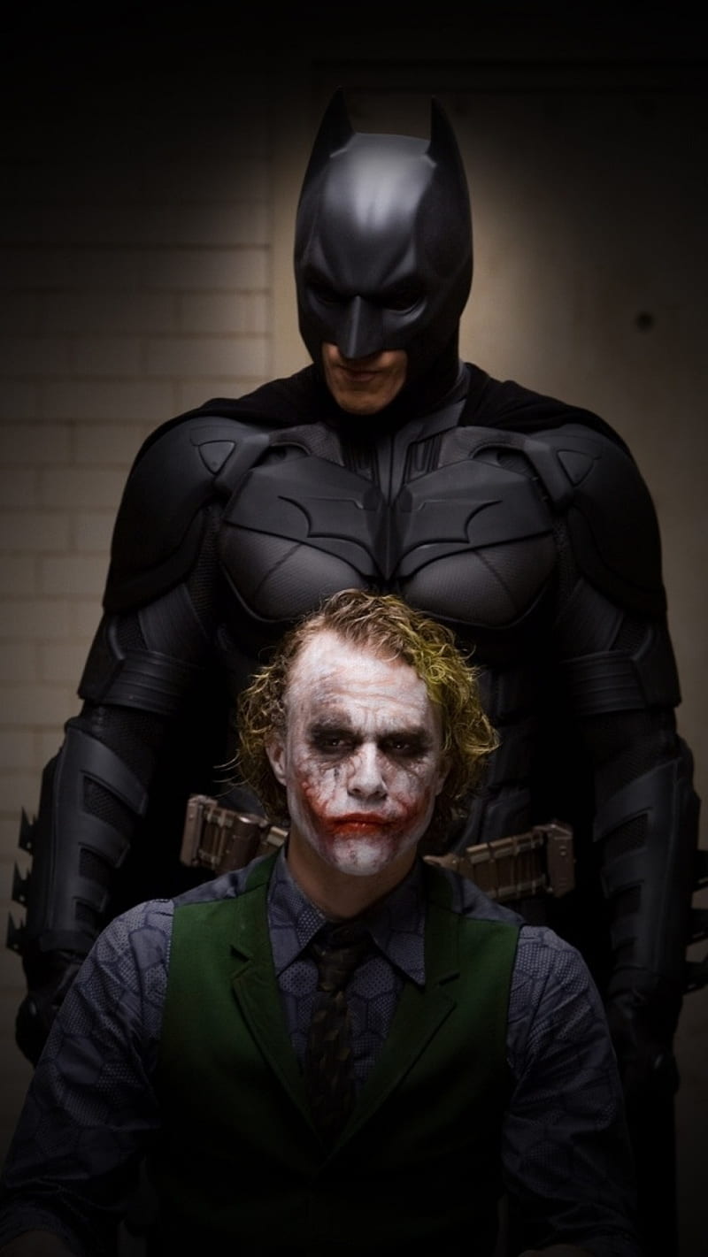 Joker and the Batman , the dark knight rises, heith ledger, HD phone wallpaper