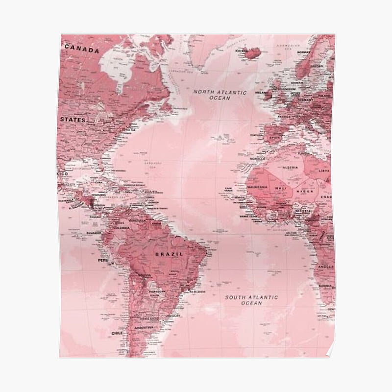 pink world map Tapestry by -avajacqueline, Aesthetic Map, HD phone wallpaper