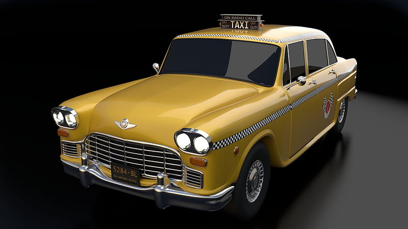 Checker Manhattan Taxi, Taxi, Manhattan, Checker, Yellow, Old-Timer, Car, HD wallpaper